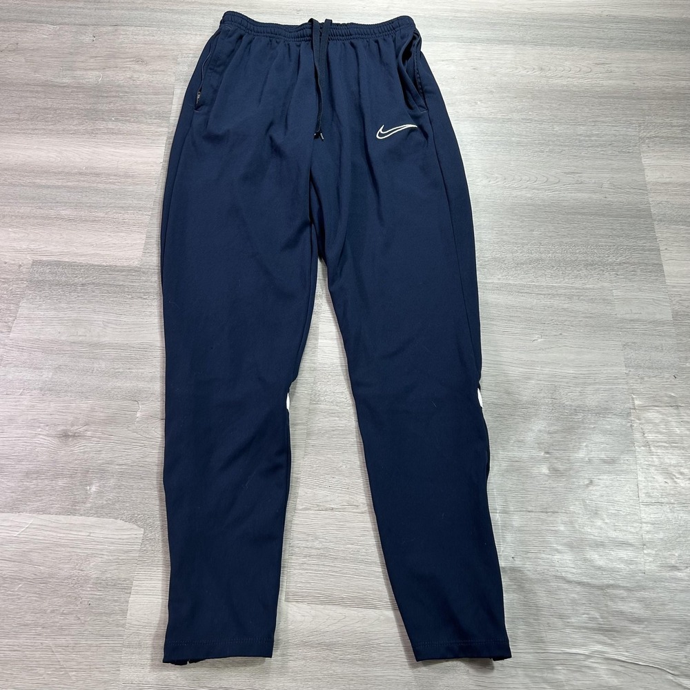 Nike Dri-FIT Track Pants Mens XS Blue Knit Zip Hem Tapered Athletic DA9885-451